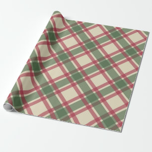 Green Holiday Christmas Plaid Gift Wrapping Paper