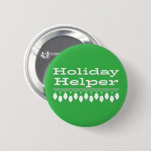 Green Holiday Helper Cheer Badge Button
