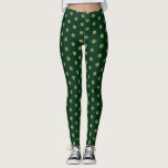 Green holiday modern gold foil white snowflakes leggings<br><div class="desc">Be a trendsetter as well as get into the holiday spirit with these cute and cosy leggings! A fun, playful, gold and white snowflake graphic pattern on a rich dark green background, helps you usher in the holiday season. Work out, run errands, or just hang out. So unique, you’ll never...</div>