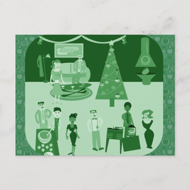Green Holiday Party Invitation Postcard (Front)