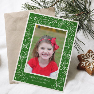 Green Holiday Winter Branches   Photo 2017 Card