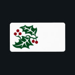 Green Holly and Red Berries Christmas Holiday Label<br><div class="desc">Festive green holly with red berries image.</div>