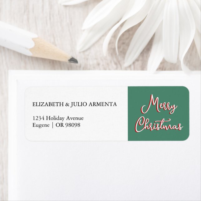 Green Holly Jolly Christmas Return Address Return Address Label (Insitu)