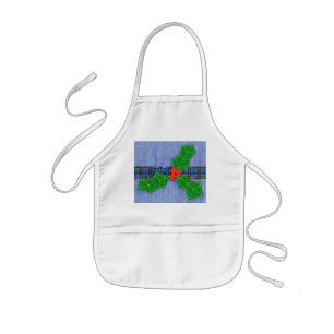 Green holly kids apron