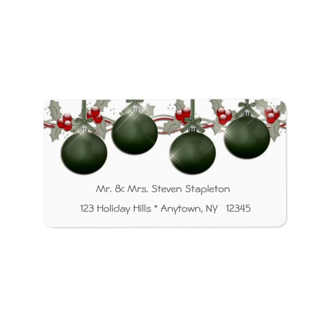 Green Holly Ornaments Label (Front)