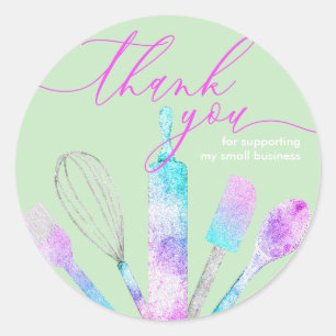 Green Hologram Pastry chef bakery thank you Classic Round Sticker