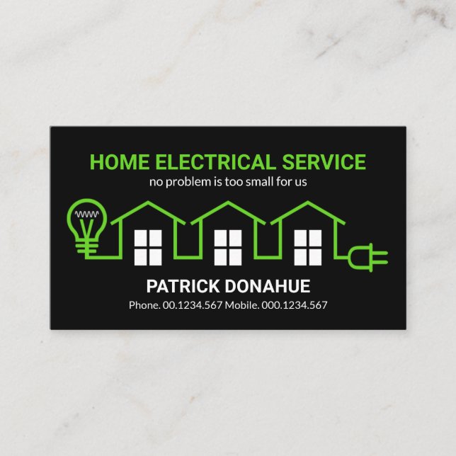 Green Home Electrical Wiring Circuit Electrician Business Card (Front)
