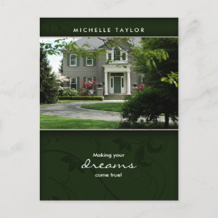 Green Home Real Estate House Postcard