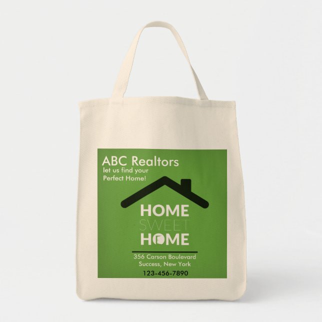 Green Home Sweet Home Grocery Tote (Front)