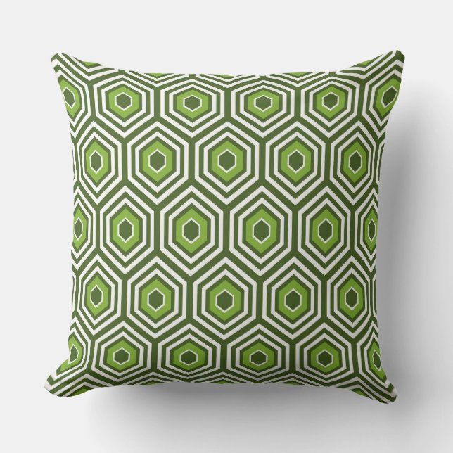 Green Honey Comb Geometric Pillow (Front)