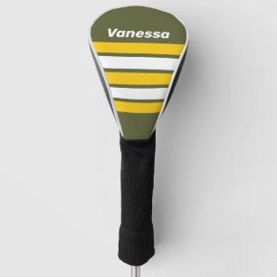 Green Honey Nostalgic Across Striping with Name Golf Head Cover