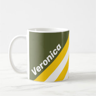 Green Honey Nostalgic Stripes with Name Coffee Mug
