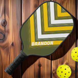 Green Honey Nostalgic Vintage Chevron Fade Name Pickleball Paddle