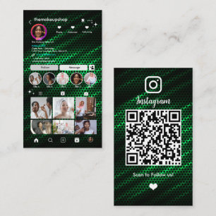 Green Honeycomb Instagram Social Media QR Business Card