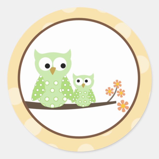 Green Hoot Owls Envelope Seals (Front)