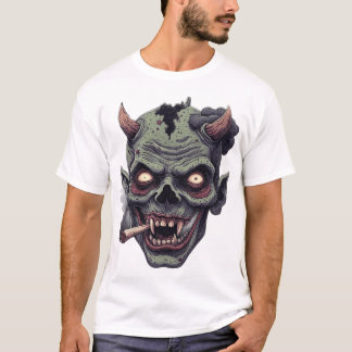Green Horned Monster Graphic T-Shirt