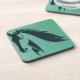 Green Horse Hard plastic coaster