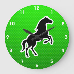 Green Horse Large Clock