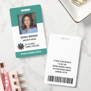 Green Hospital Medical Employee Logo Photo Id Badge