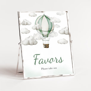 Green Hot Air Balloon Baby Shower Favours Poster