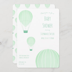 Green Hot Air Balloon Baby Shower Invitation