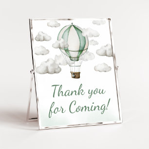 Green Hot Air Balloon Thank you for Coming Poster