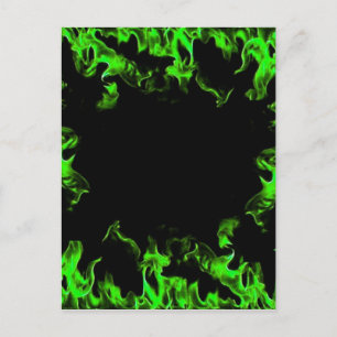 green hot flames postcard