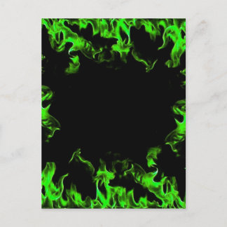 green hot flames postcard