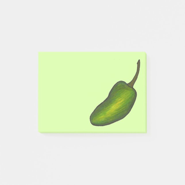 Green Hot Jalapeño Pepper Peppers Post It Post-it Notes (Front)