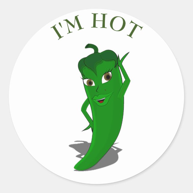 Green Hot Pepper Diva Classic Round Sticker (Front)
