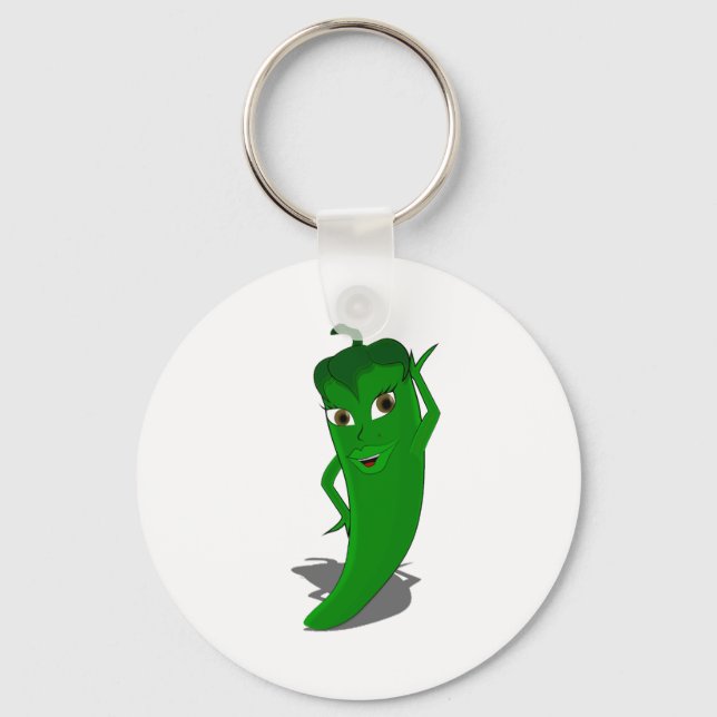 Green Hot Pepper Diva Key Ring (Front)