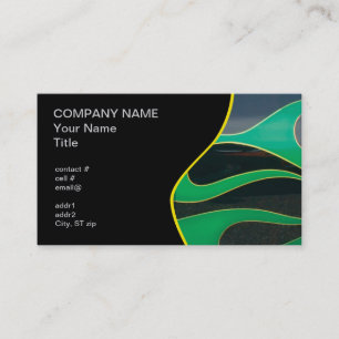 green hotrod flames on black business card