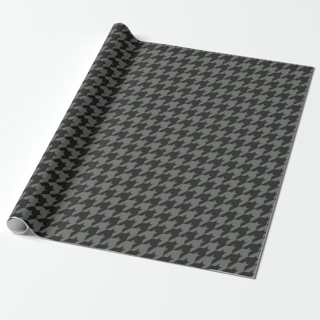 Green Houndstooth Textile Pattern Wrapping Paper (Unrolled)