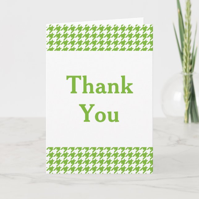 Green Houndstooth Thank You Card (Front)