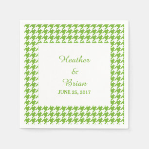Green Houndstooth Wedding Paper Napkins