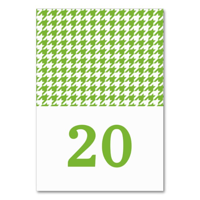 Green Houndstooth Wedding Table Card (Front)