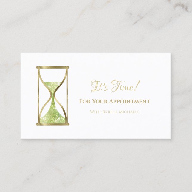 Green Hourglass Appointment Card (Front)