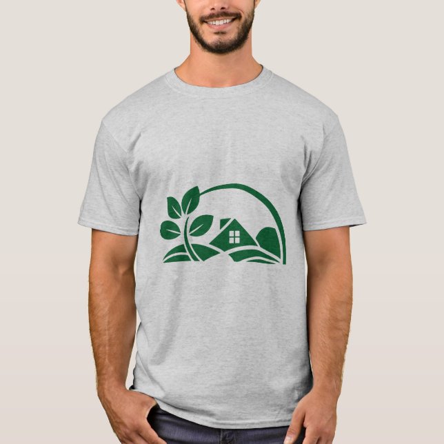 Green House Leaf Eco Friendly Home Nature T-Shirt (Front)