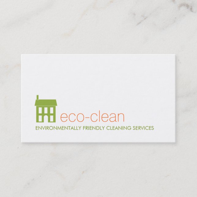 Green House Logo Natural Cleaning Services Business Card (Front)