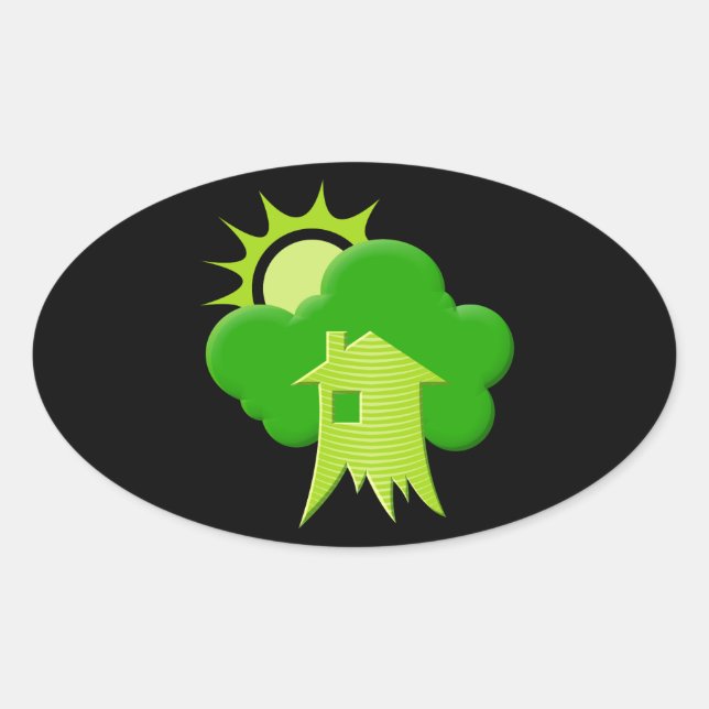 Green House Oval Sticker (Front)