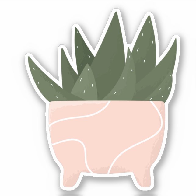 Green houseplant in pink pot transparent sticker (Front)