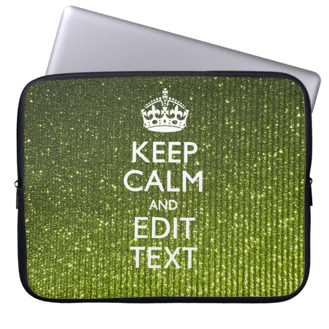 Green Hue Keep Calm Your Text Laptop Sleeve (Front)