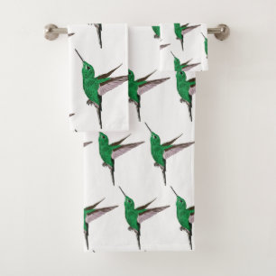 Green Hummingbird Bath Towel Set