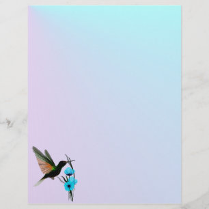 Green Hummingbird-Blue Flowers letterhead