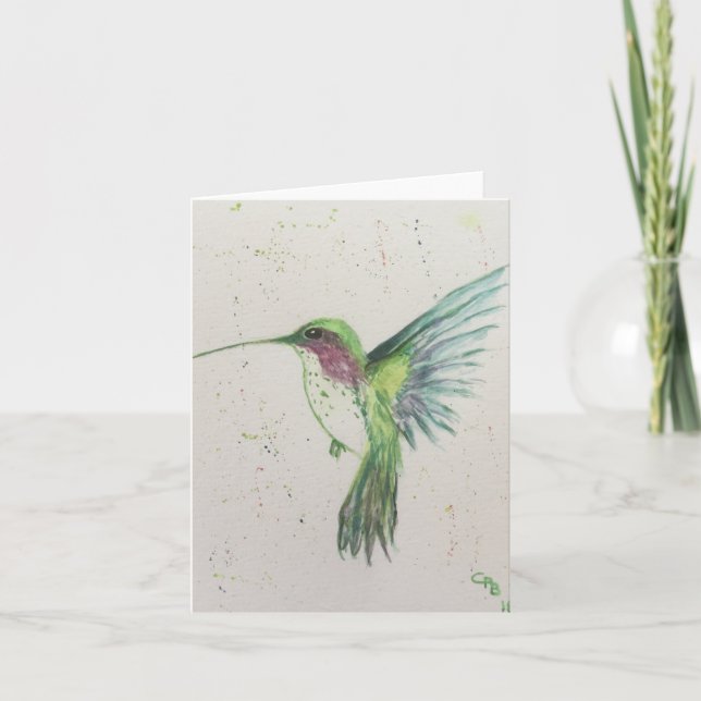 Green Hummingbird Card (Front)