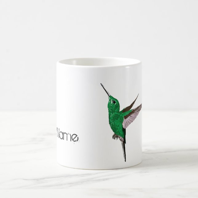 Green Hummingbird Custom Name Coffee Mug (Center)