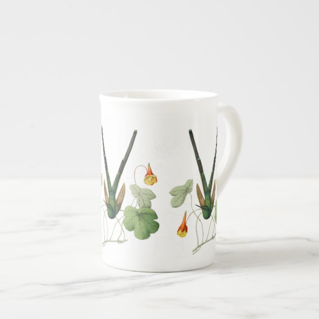 Green Hummingbirds and Nasturtium Bone China Mug (Front Right)