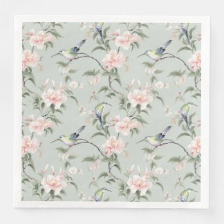 Green Hummingbirds With Pink Florals Napkin