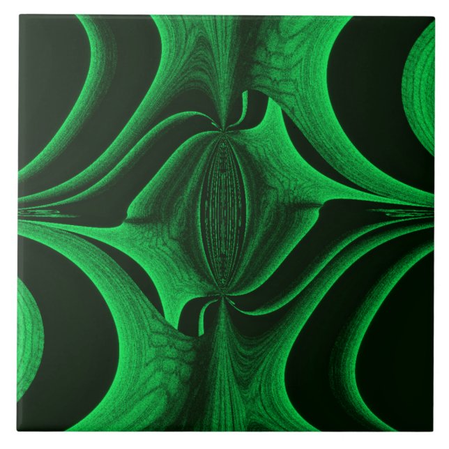 Green Hunter Fractal Ceramic Tile (Front)
