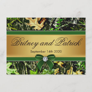 Green Hunting Themed Camo Wedding Invitations